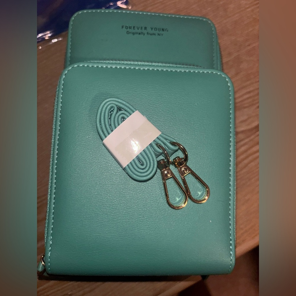 NWT Forever Young NY Teal Crossbody Bag with Strap